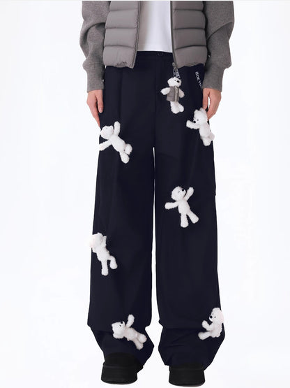 Multi-Doll Pleated Unisex Straight-Leg Pants