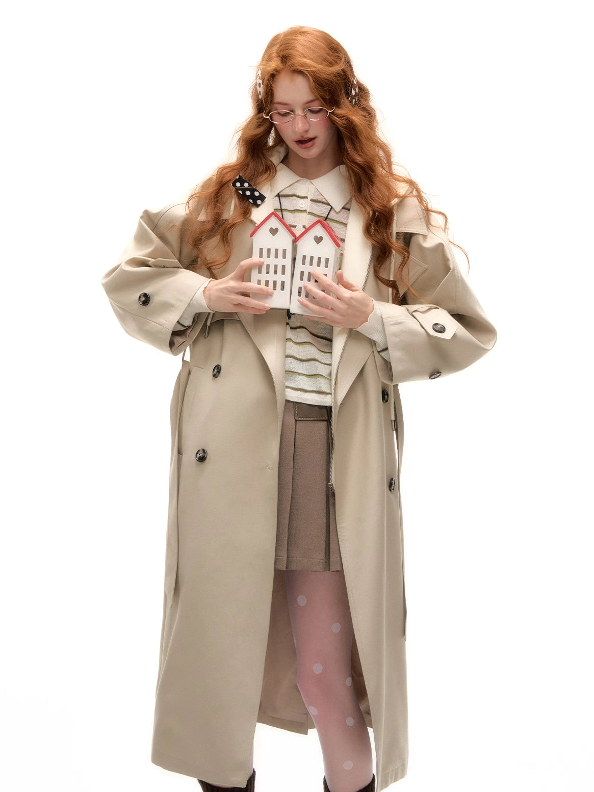 Layered Hooded Trench Coat