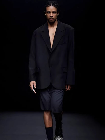 Vintage Washed Fringe-Edge Casual Blazer