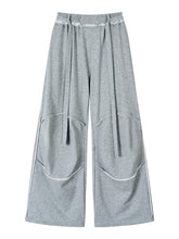 Color-blocked Raw-edge Wide-leg Pants - CHINASQUAD