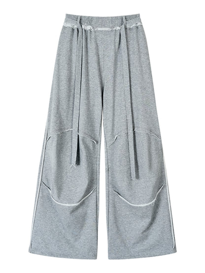 Color-blocked Raw-edge Wide-leg Pants - CHINASQUAD