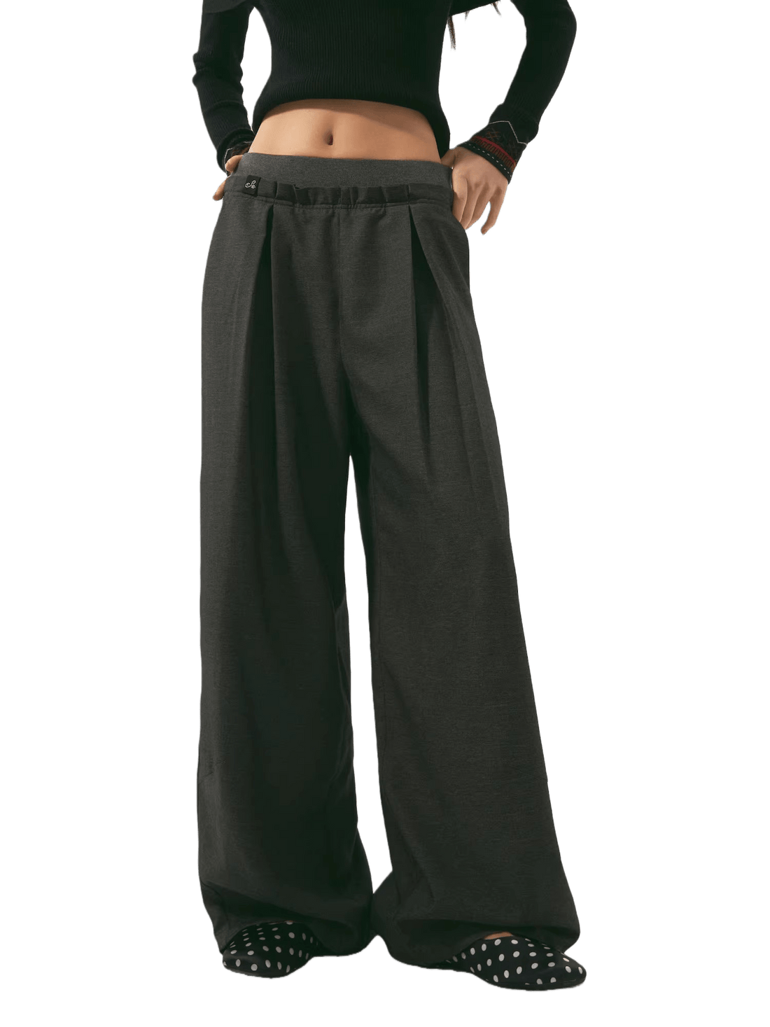 Relaxed Double-Waist Crescent-Leg Casual Pants