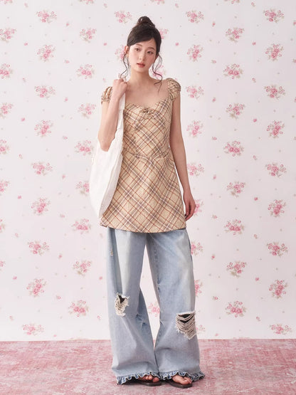 Vintage Plaid A-Line Mini Dress