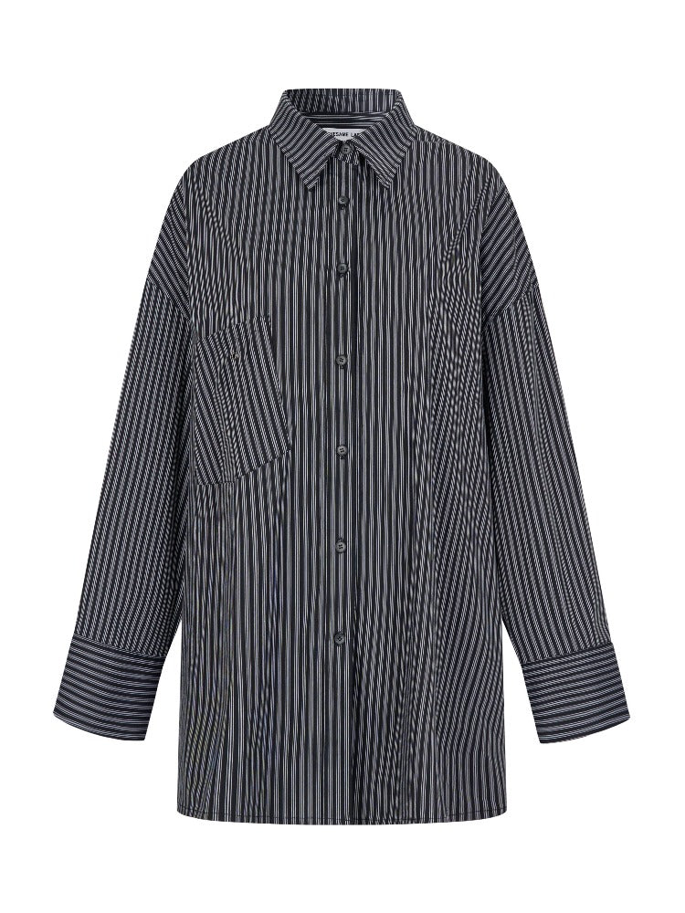 Black Oversize Striped Shirt