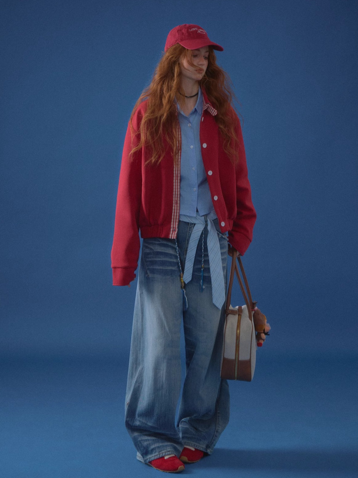 Miu-Style Plaid Patchwork Jacket