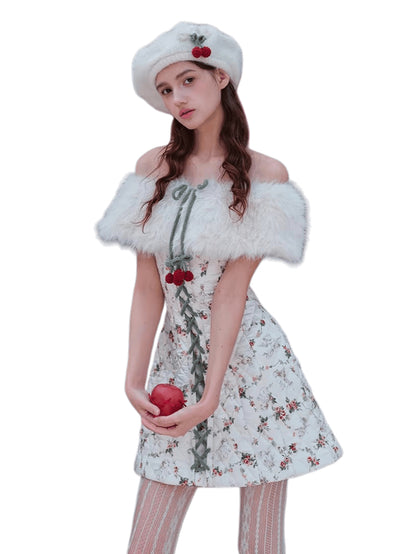 French Playful Quilted Down Dress &amp; Jacket Set