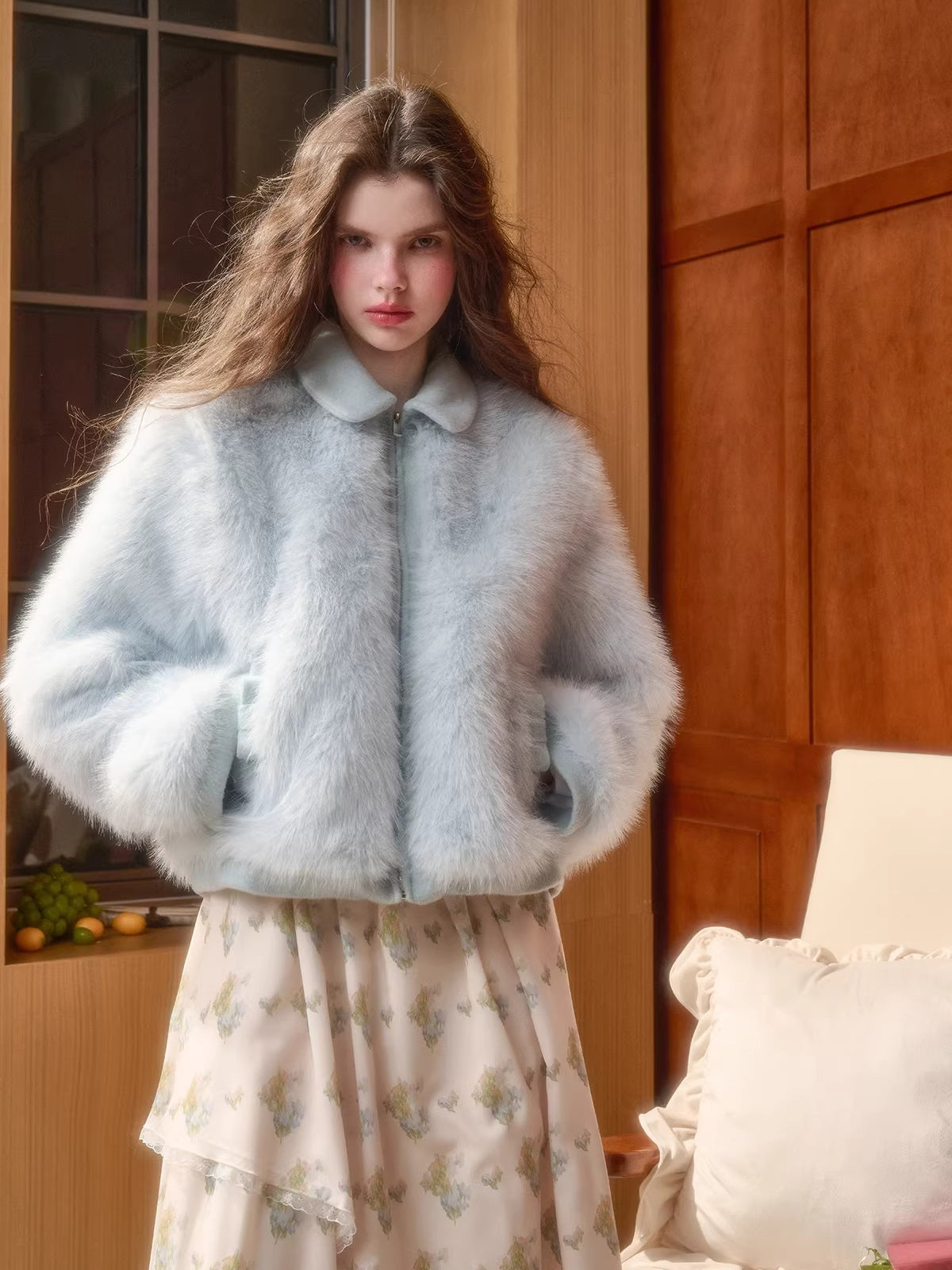 Faux Leather Peter Pan Collar Jacket