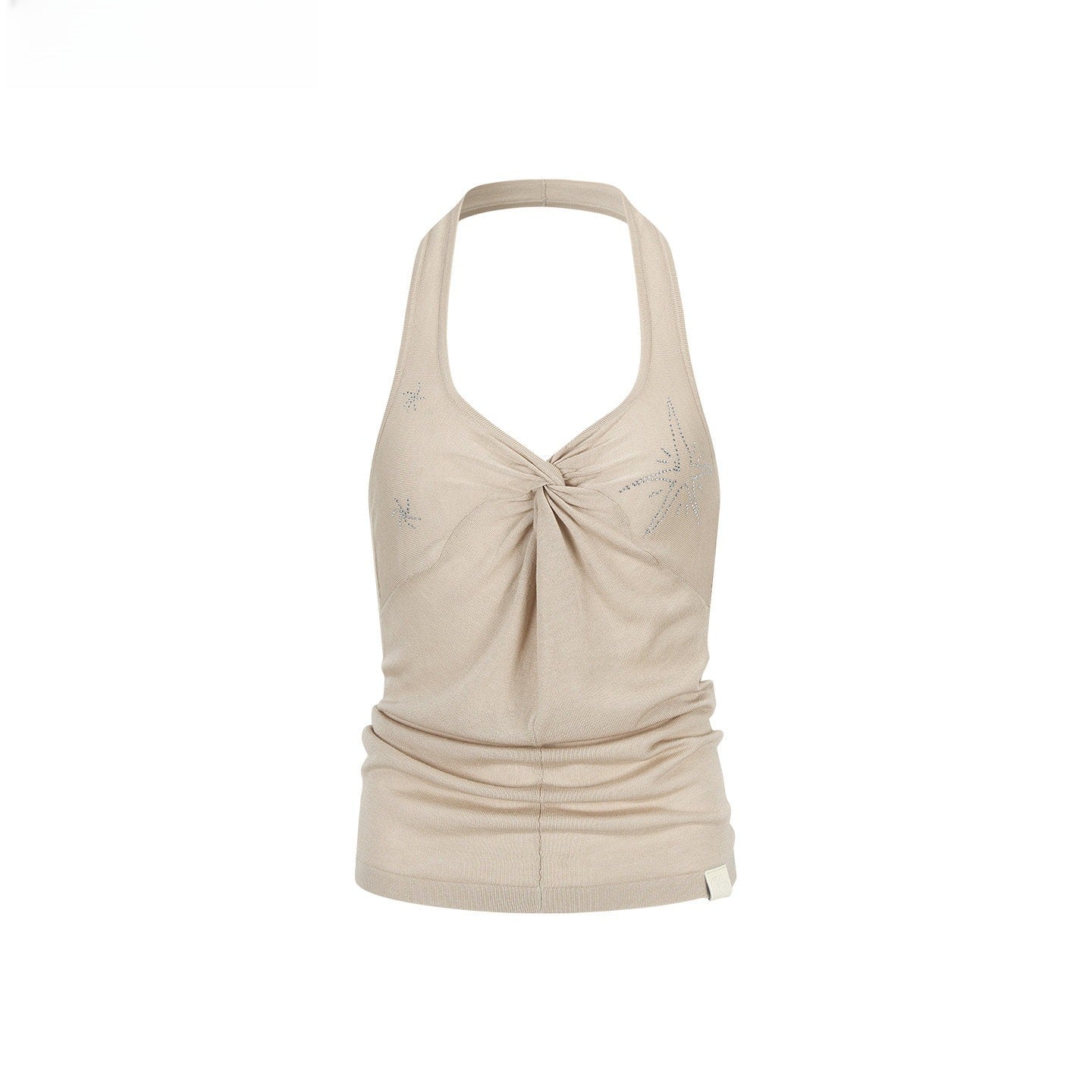 Rhinestone Knot Halter Knit Vest