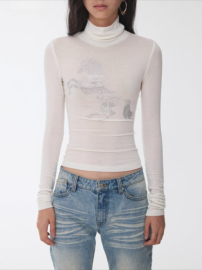 Crystal-Embellished Turtleneck