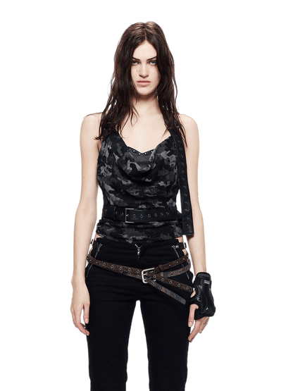 Punk Grunge Studded Belt-Detail Camisole