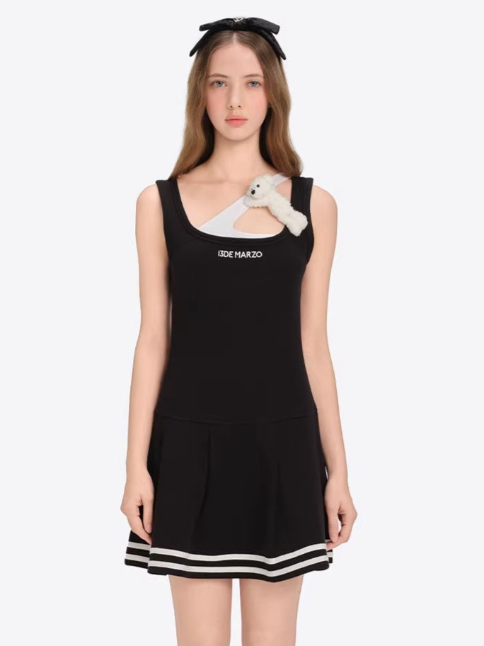 Cutout Pleated Cami Dress