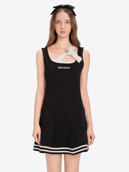 Cutout Pleated Cami Dress