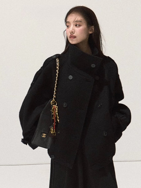 Double-Breasted Short Trench Jacket