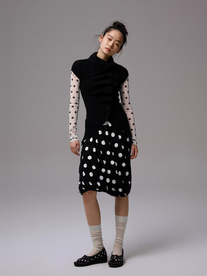 Asymmetric Neck Wool Blend Cardigan