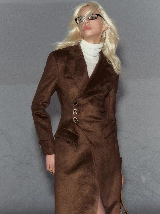 Vintage Wool Waist-Cinched Mid-Length Coat