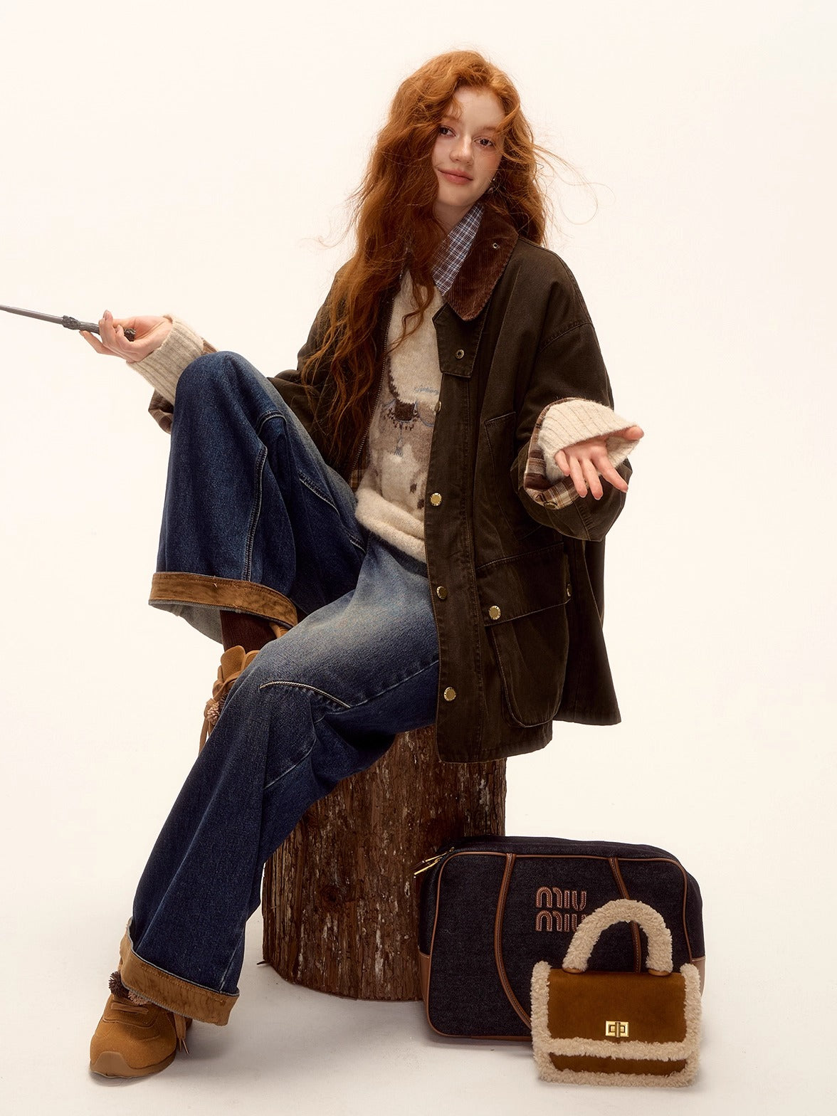 Plaid Corduroy Padded Workwear Jacket