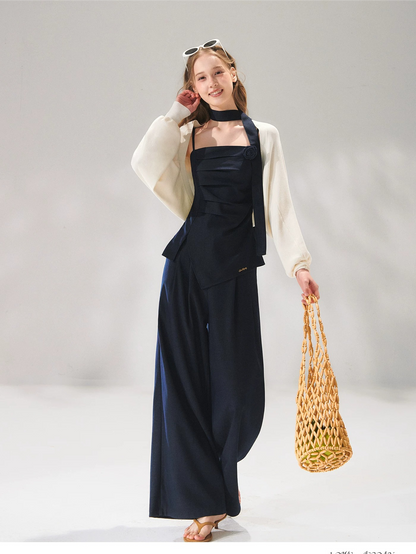 Denim-Inspired Camisole &amp; Wide-Leg Pants Set