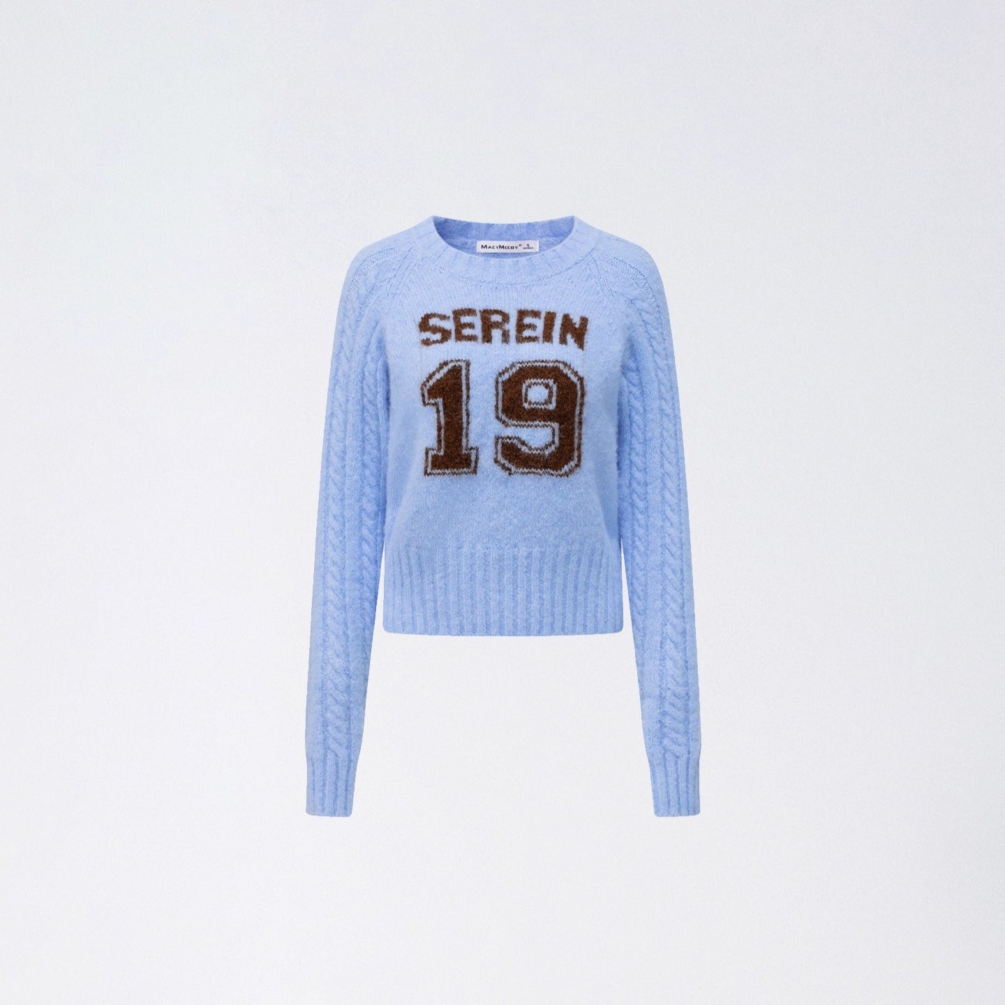 Contrast Cable Knit Wool Crewneck