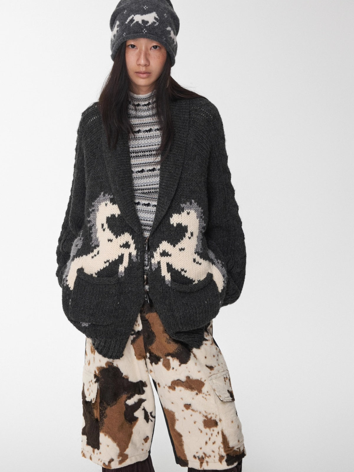 Fair Isle Raglan Knit Turtleneck Sweater