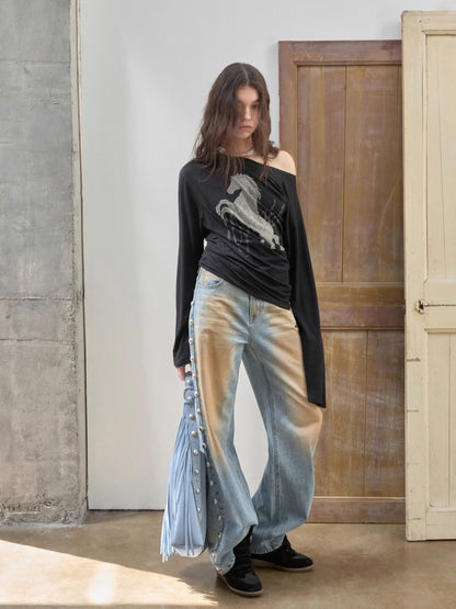 Riveted Vintage Washed Straight-Leg Jeans