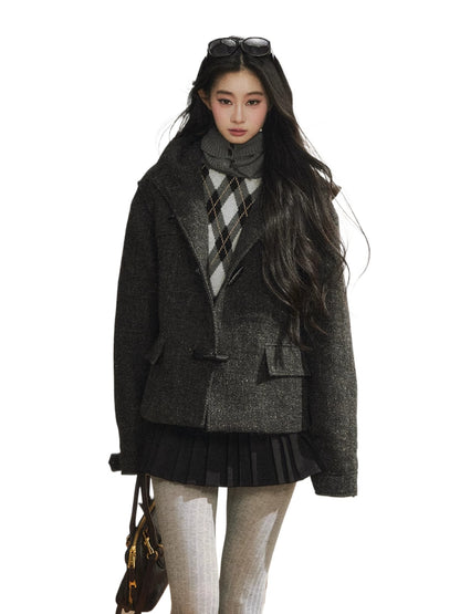 Two-Tone Wool Duffle Jacket