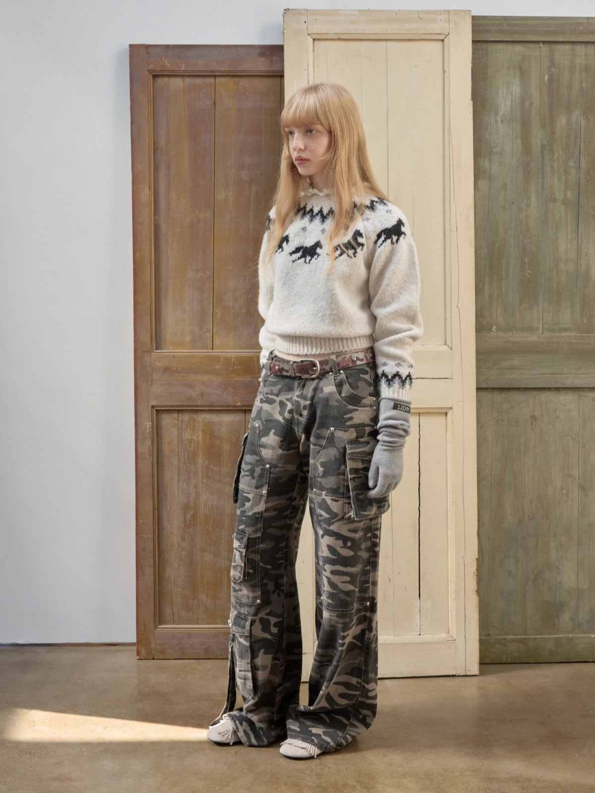 Fair Isle Pony Jacquard Chunky Knit Sweater