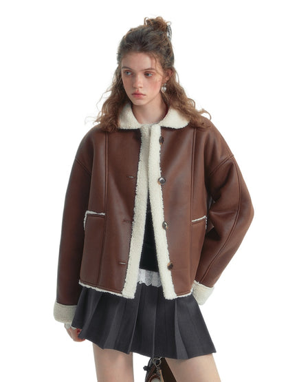 Collar Shearling Crop Jacket