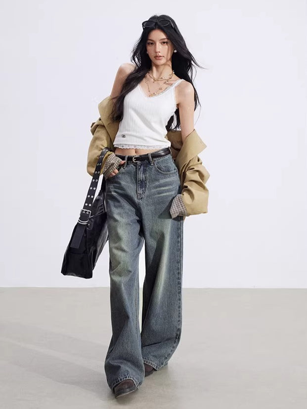 Lace-Trim V-Neck Knit Vest