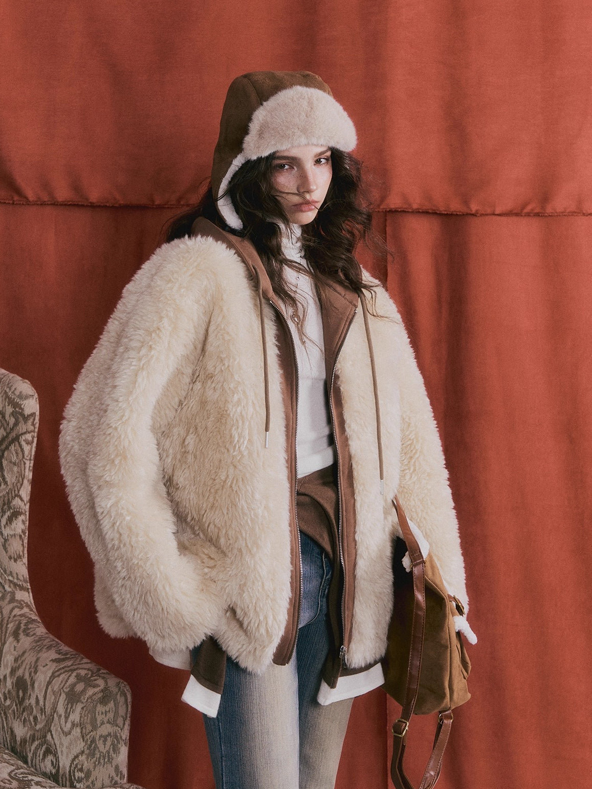 Faux Shearling Patchwork Oversized Jacket