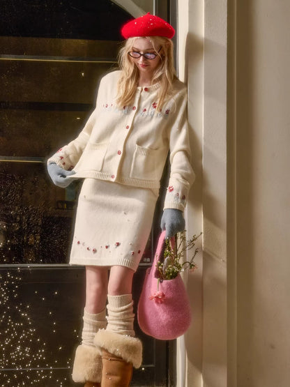 Wool-Blend Embroidered Knit Set