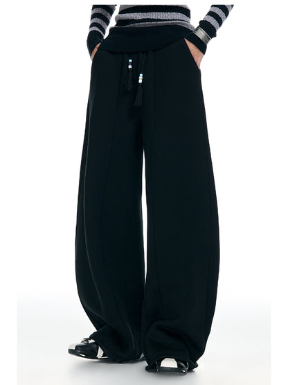 Fleece-Lined Scimitar Wide-Leg Sweatpants