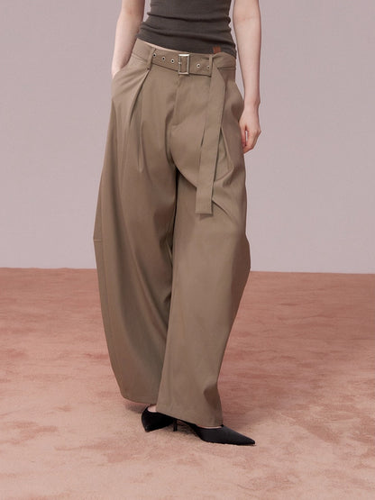 Tailored Drape Wide-Leg Suit Trousers