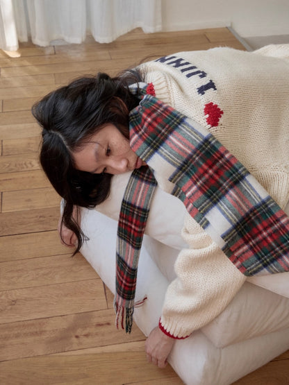 Fair Isle Icelandic Off-Shoulder Chunky Knit Sweater
