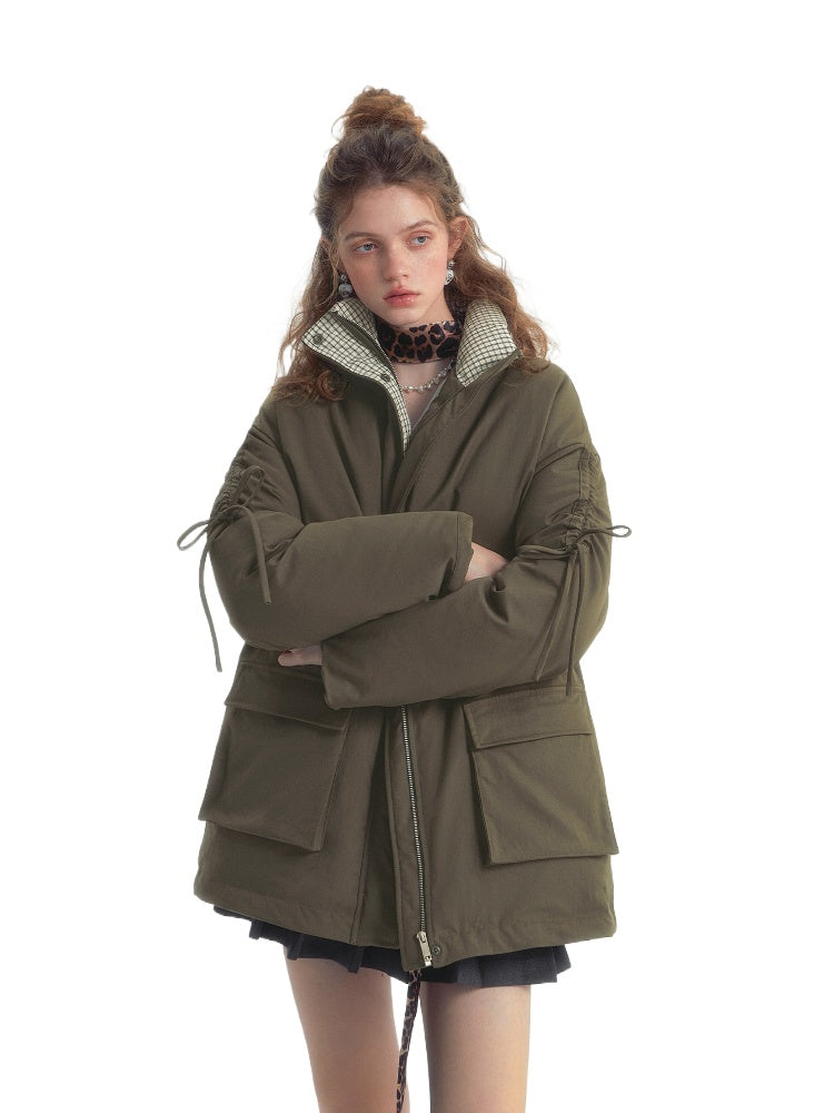 Drawstring Bow Outdoor Down Jacket