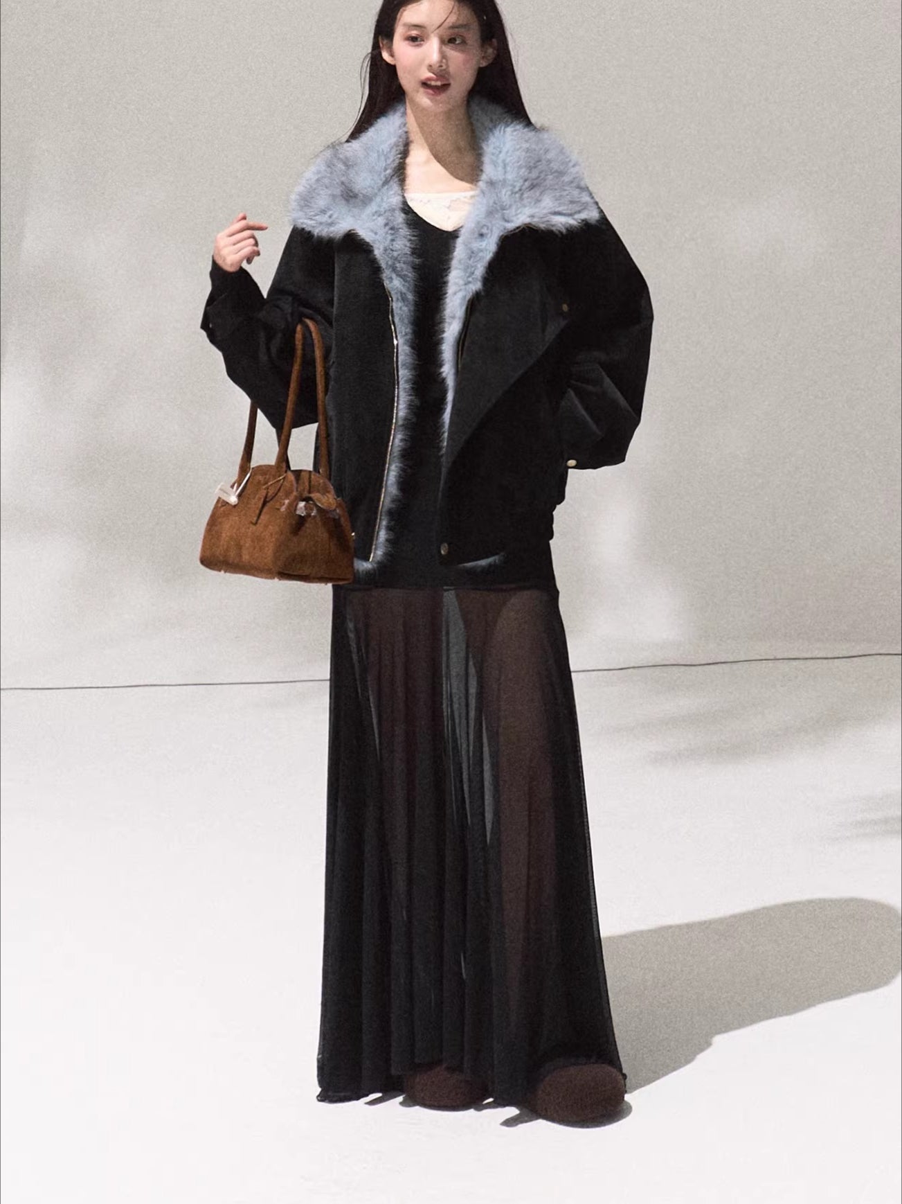 Fur-Collar Padded Short Jacket