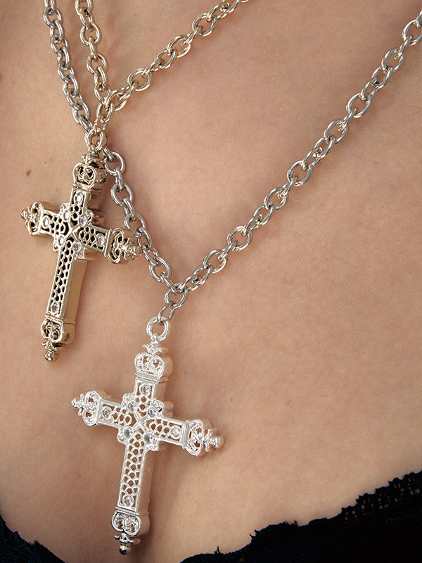 Unisex Hollow Vintage Cross Pendant Necklace