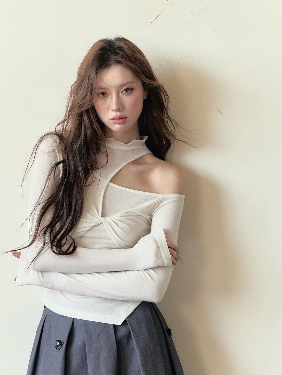 Cut-Out Tencel Long Sleeve T-shirt - CHINASQUAD