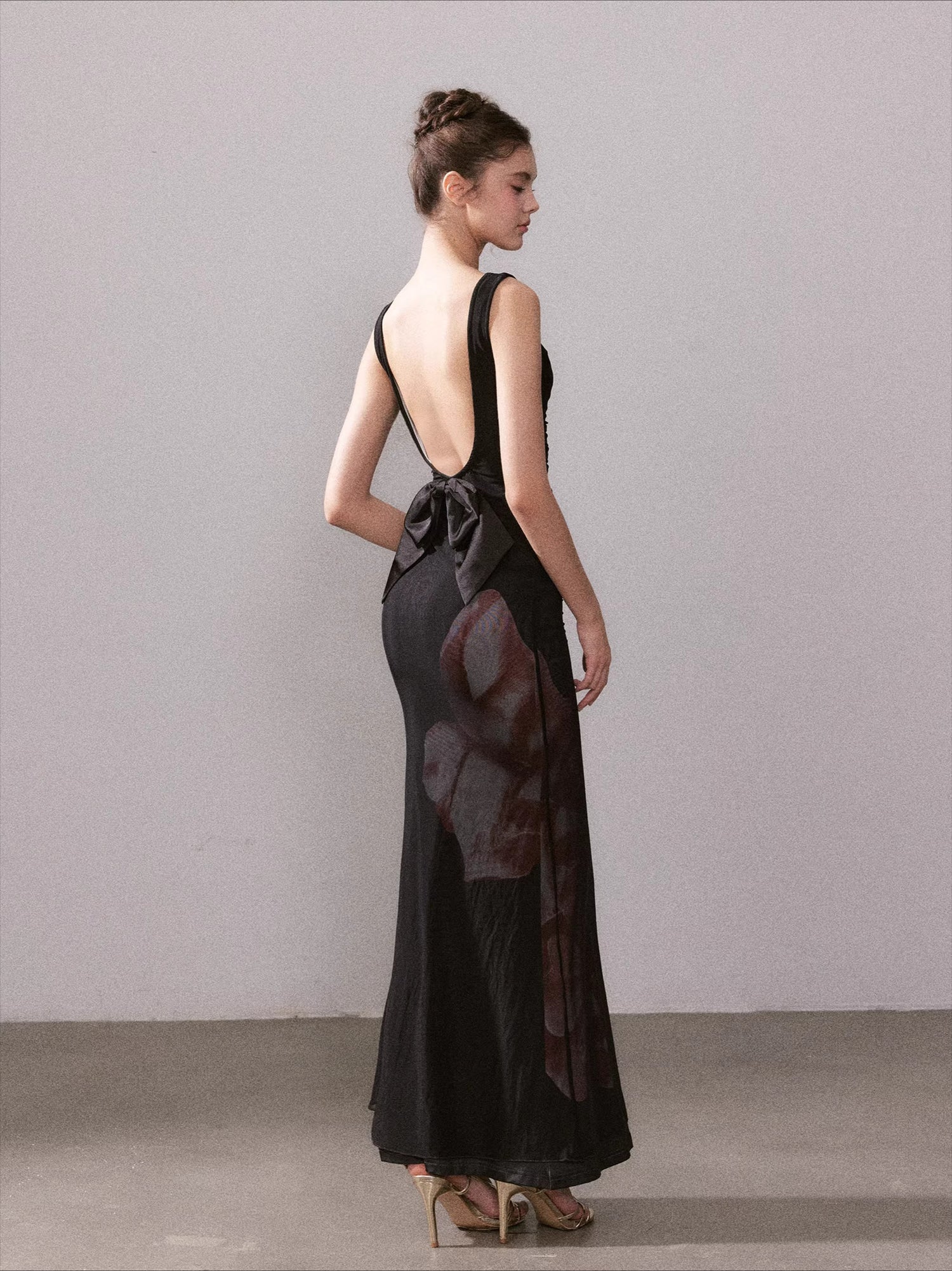 Icy Rose Floral Mesh Mermaid Maxi Dress