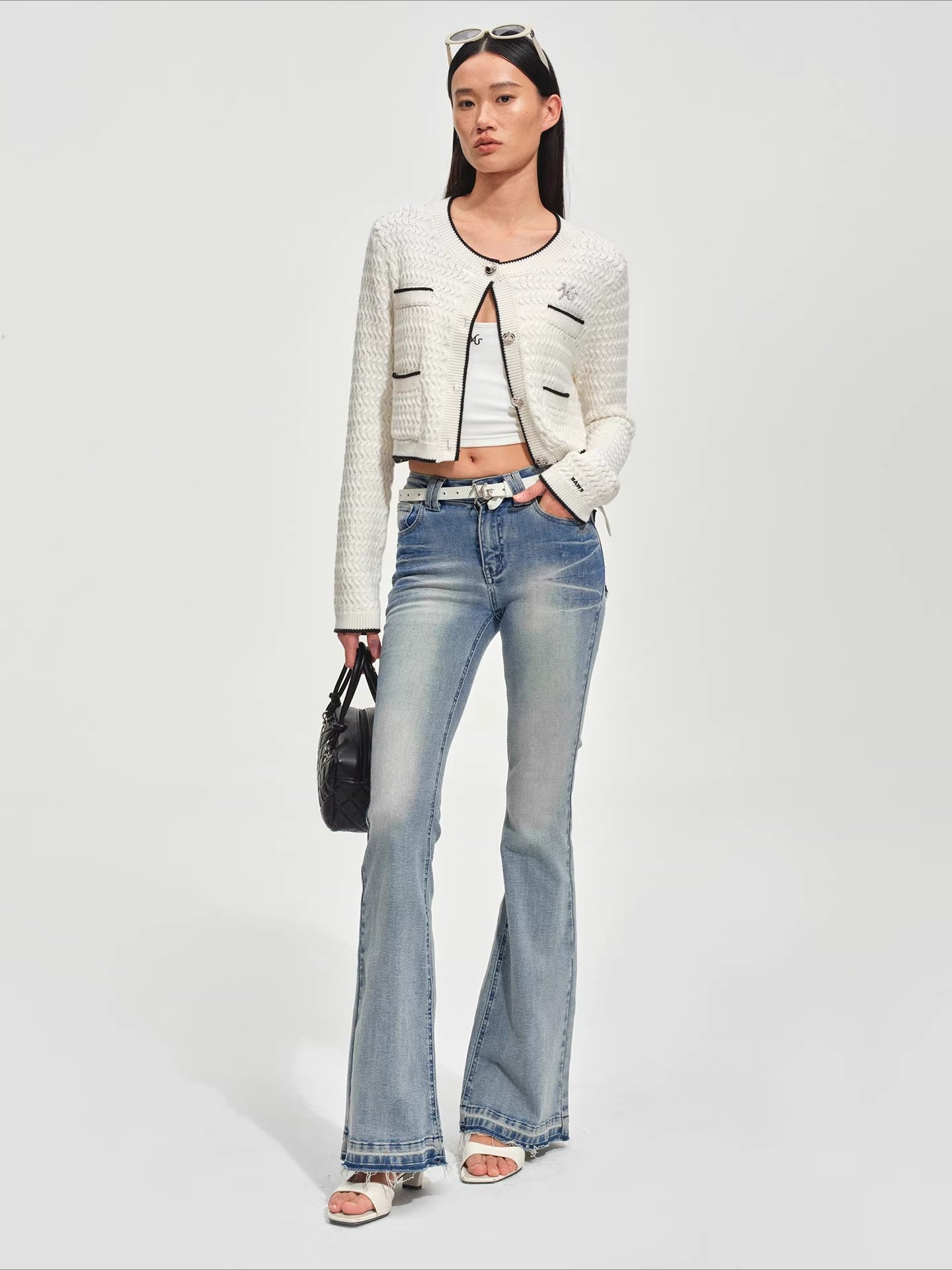 Wanderer Knight Cropped Cable-Knit Cardigan