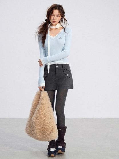 Slim-Fit Soft-Touch Knit Blouse