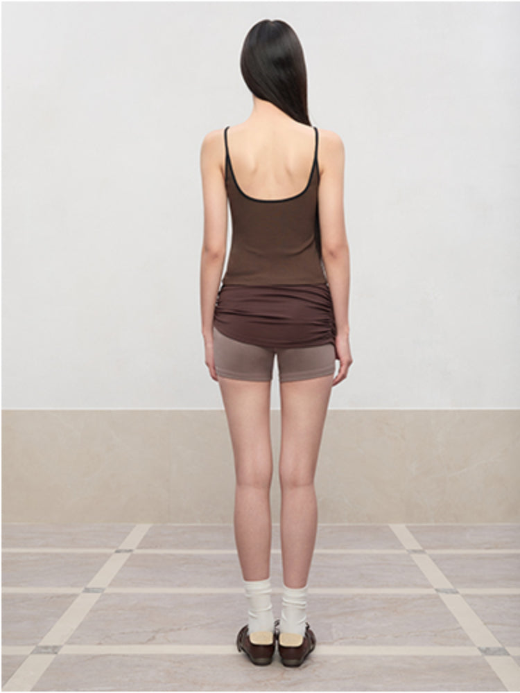 Color-Blocked and Pleated Low-Waist Shorts
