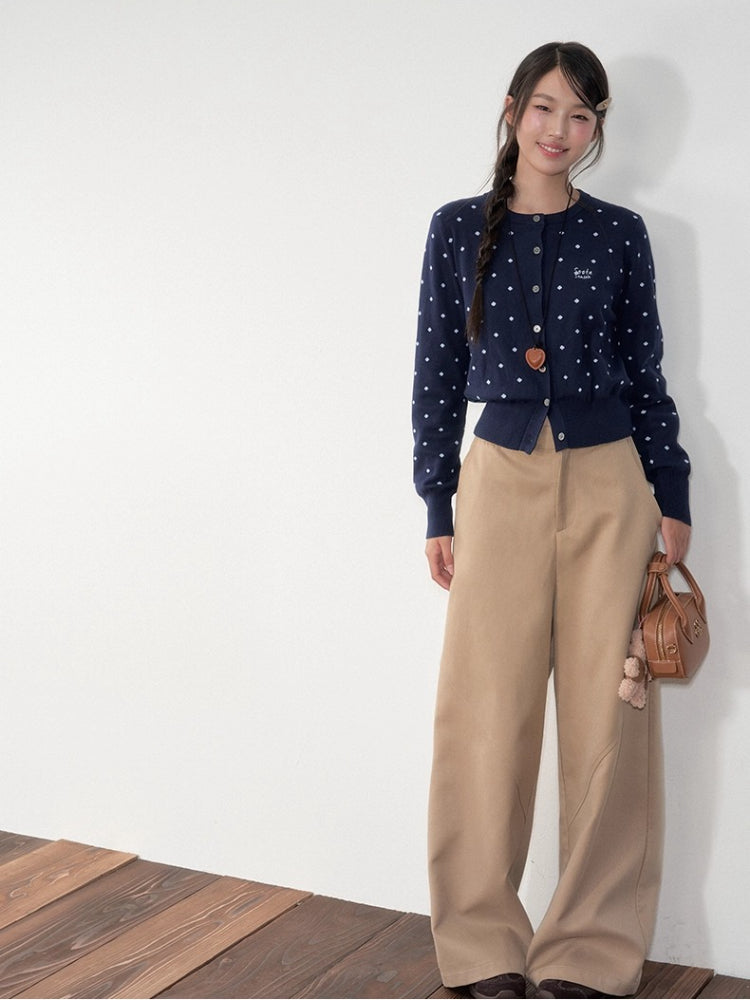 Polka Dot Jacquard Knit Cardigan