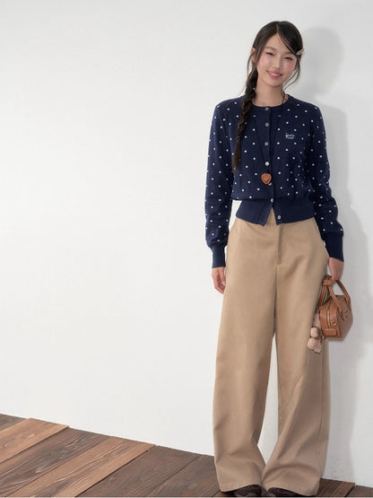 Polka Dot Jacquard Knit Cardigan