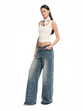 Washed Denim Low-waist Wide-leg Pants - CHINASQUAD