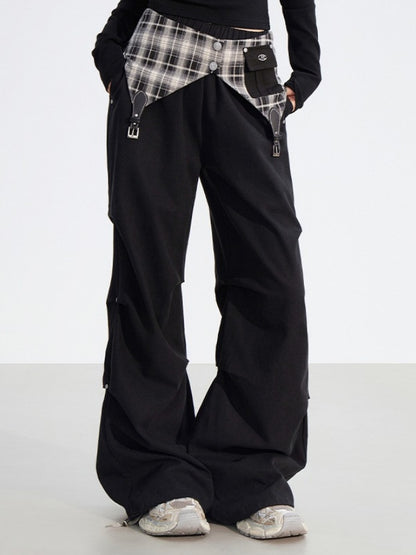 Detachable Plaid Utility Cotton Pants