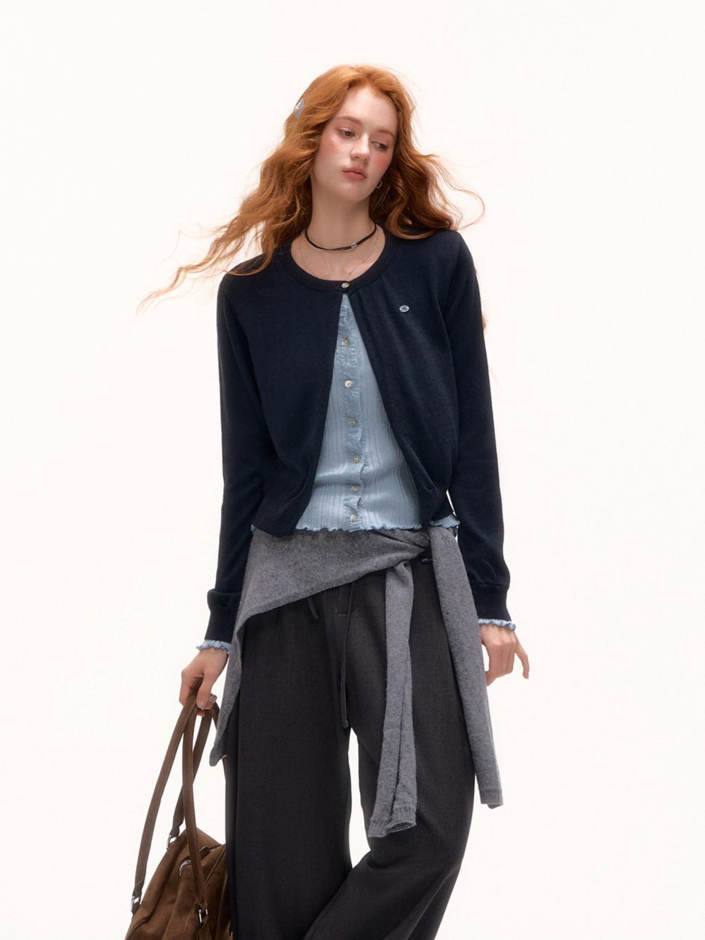 Solid Knit Tie-Up Shoulder Cape Scarf