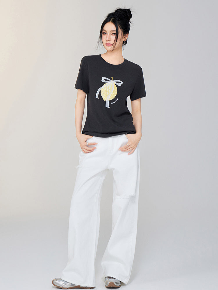 Bow-tied Fruit Regular Shoulder T-shirt