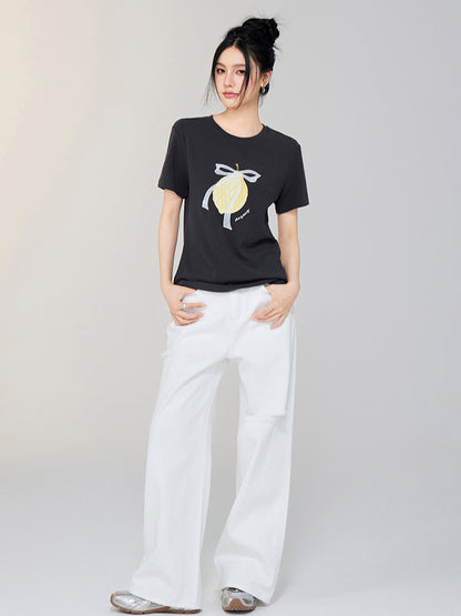 Bow-tied Fruit Regular Shoulder T-shirt