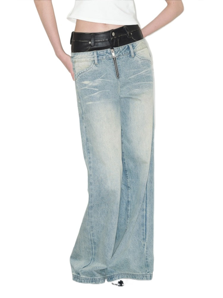 Vintage Dual Waistband Straight-Leg Jeans