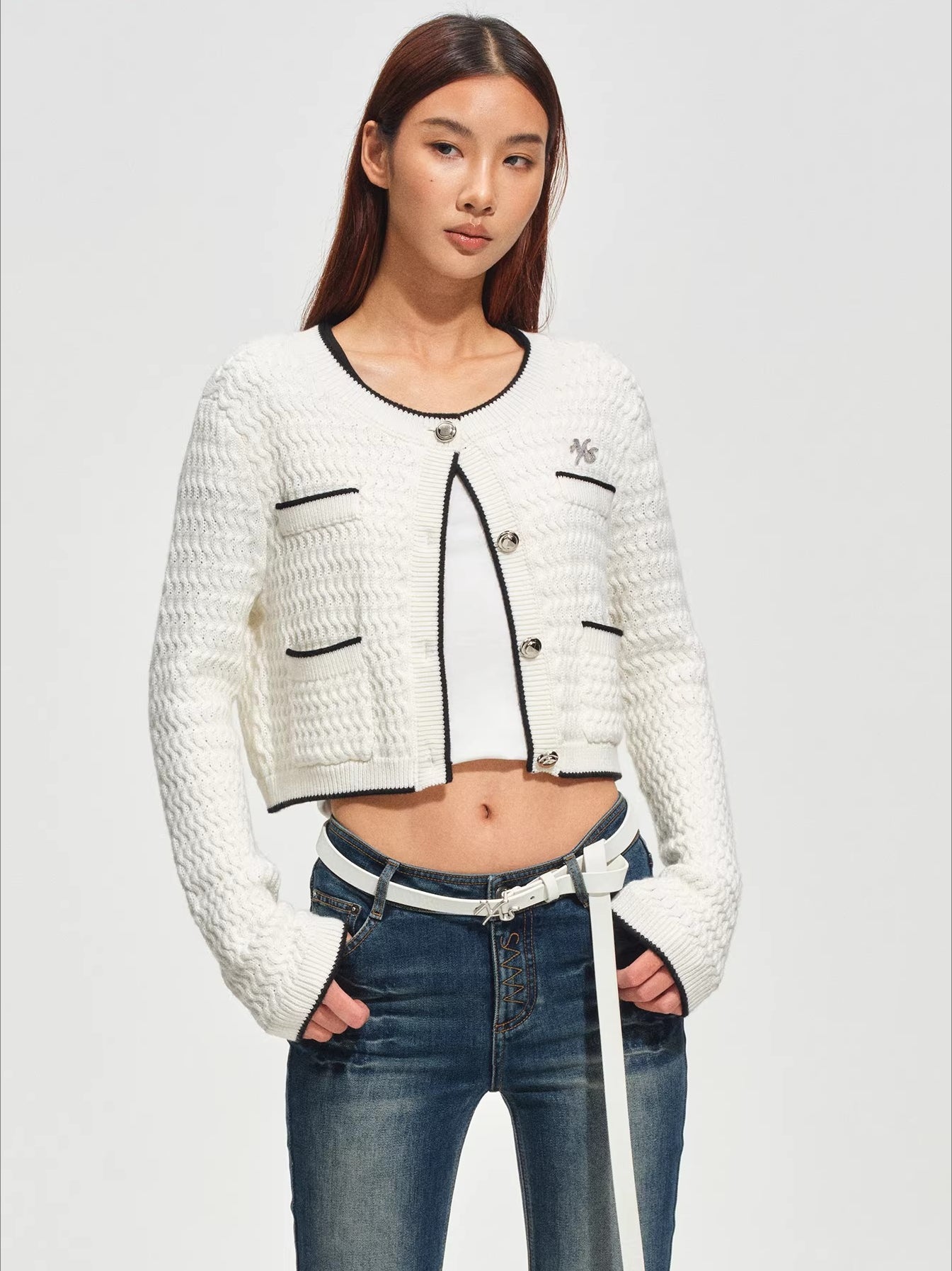 Wanderer Knight Cropped Cable-Knit Cardigan